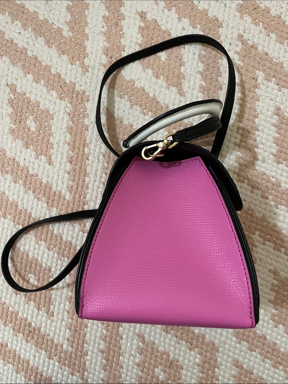 henri bendel Pink, Black & White Mini Leather Top-Handle Crossbody - Picture 3 of 9